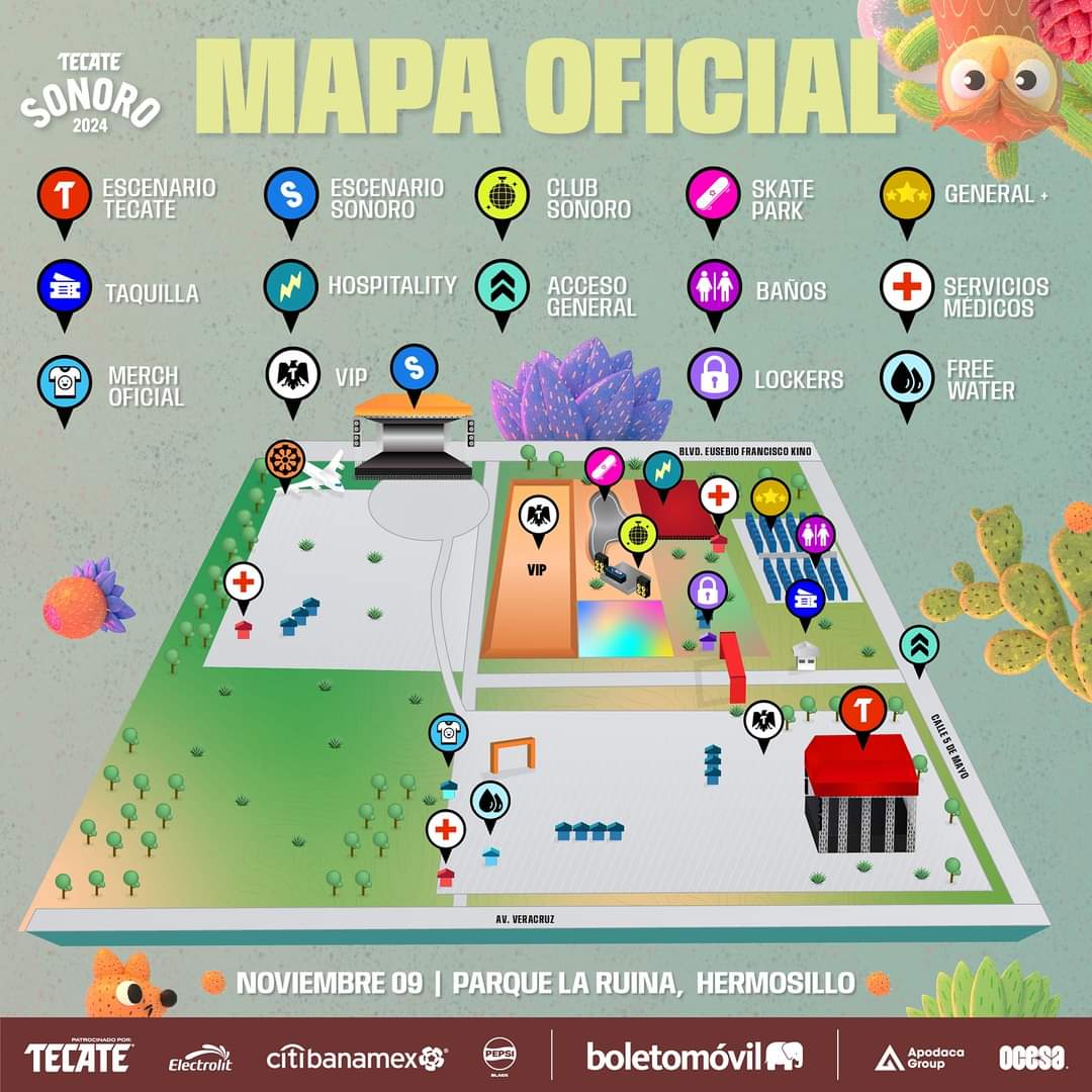 Mapa Festival Tecate Sonoro 2024
