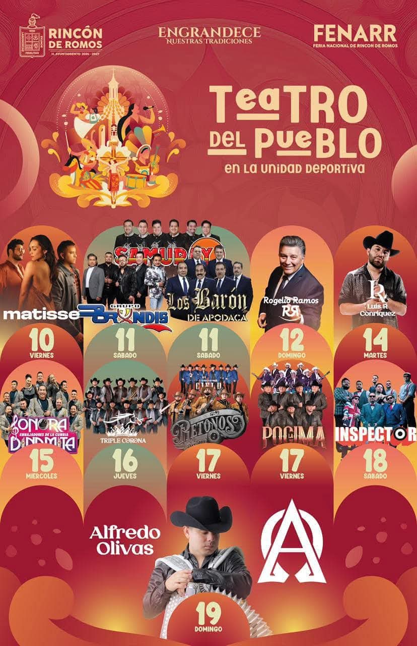 Cartelera Feria Nacional Rincón de Romos 2025