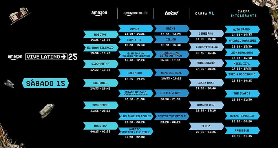 Horarios Vive Latino 2025 - Sábado 