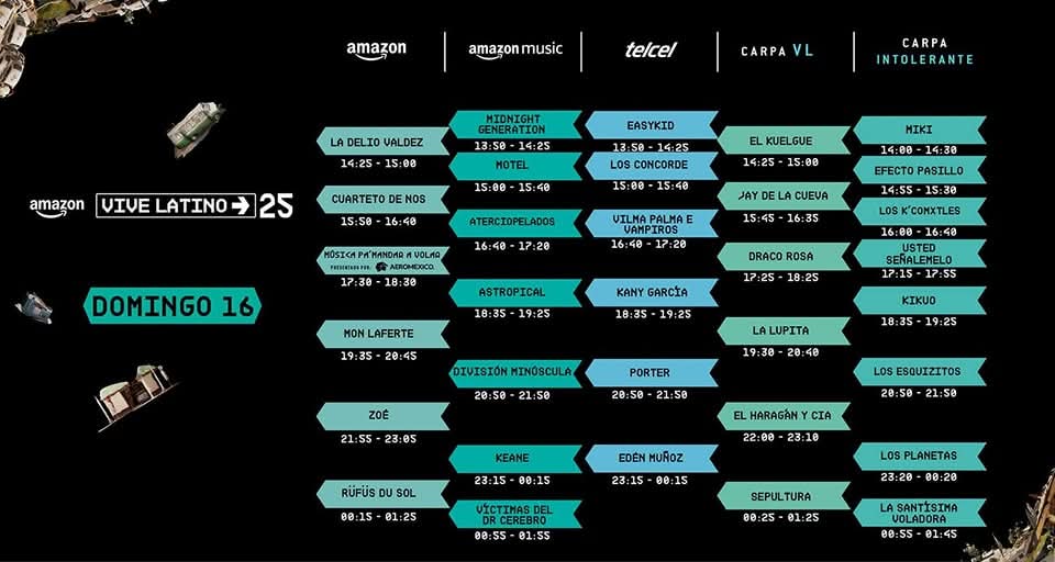 Horarios Vive Latino 2025 - Domingo 