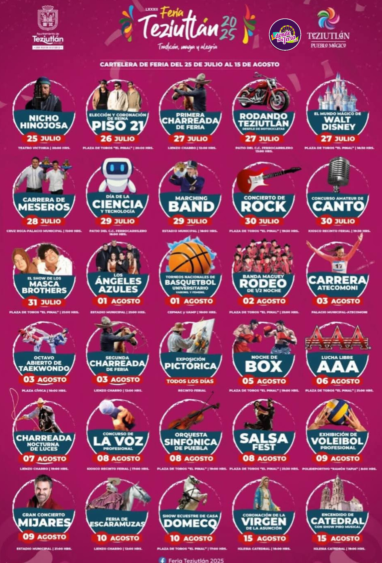 Cartelera artística Feria Teziutlán 2025