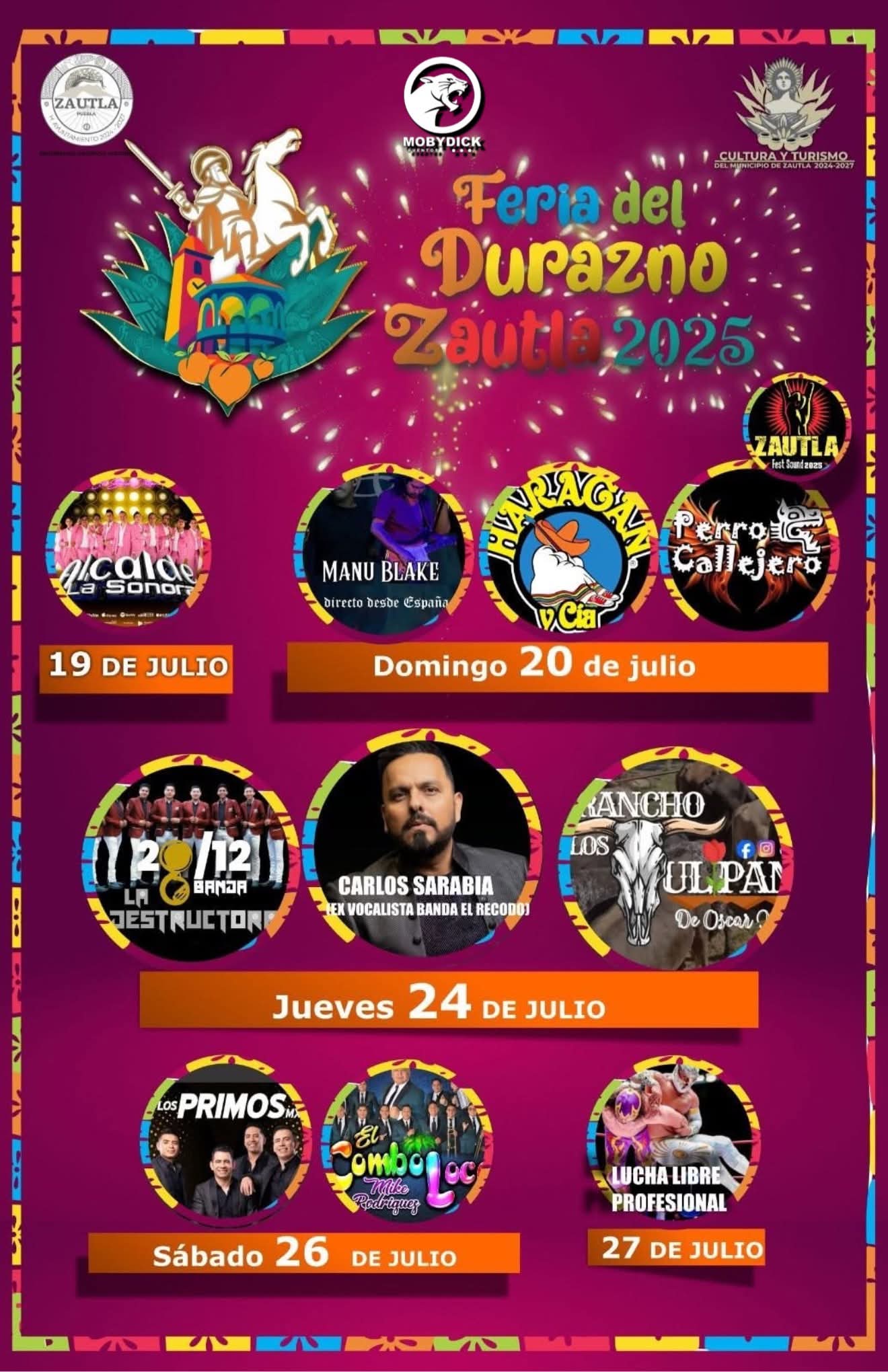 Cartelera artística - Feria del Durazno Zautla 2025