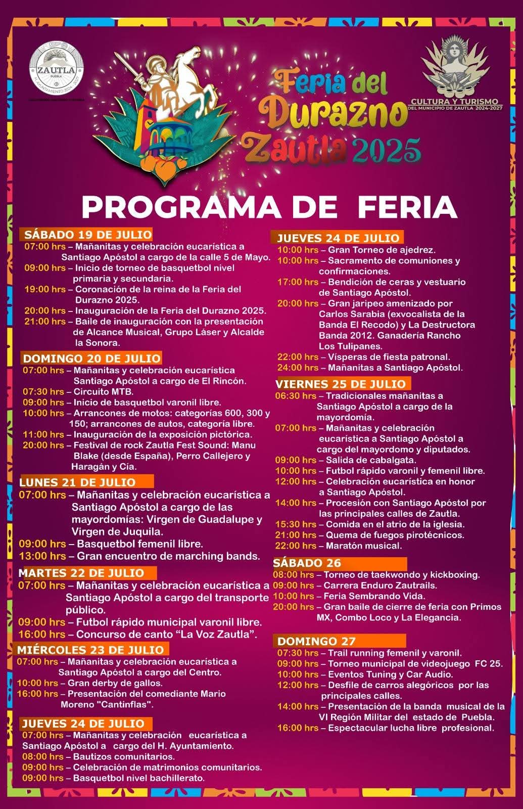 Programa Feria del Durazno Zautla 2025