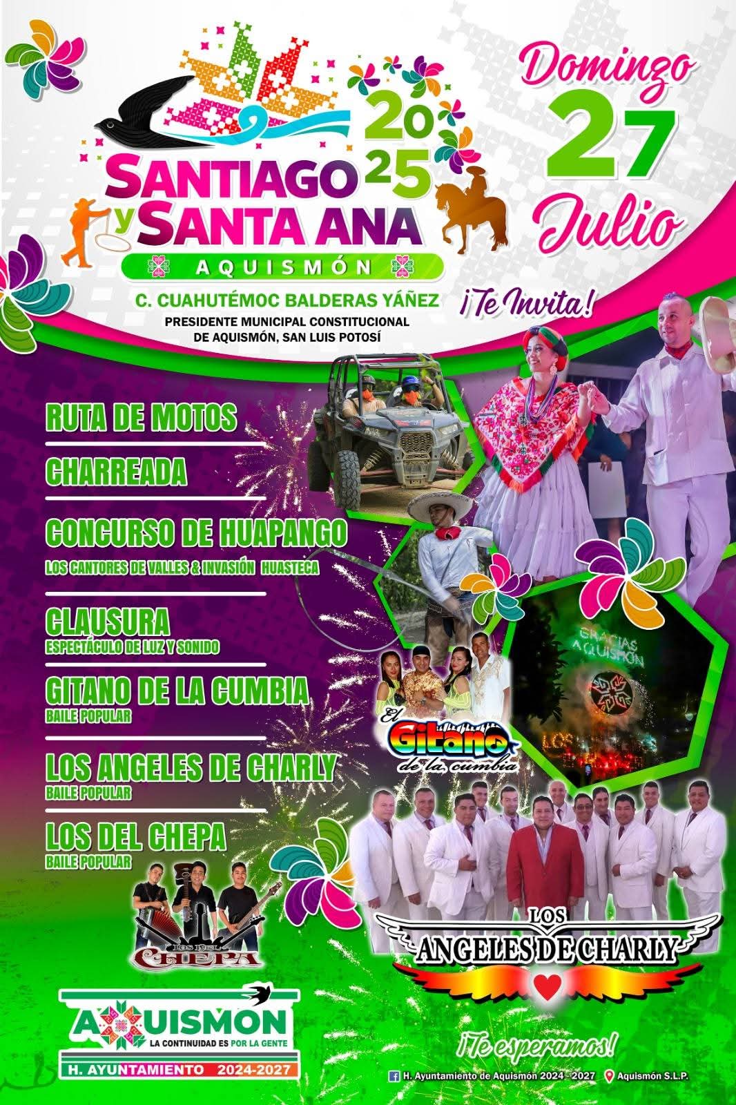 Programa Feria Santiago y Santa Ana Aquismón 2025