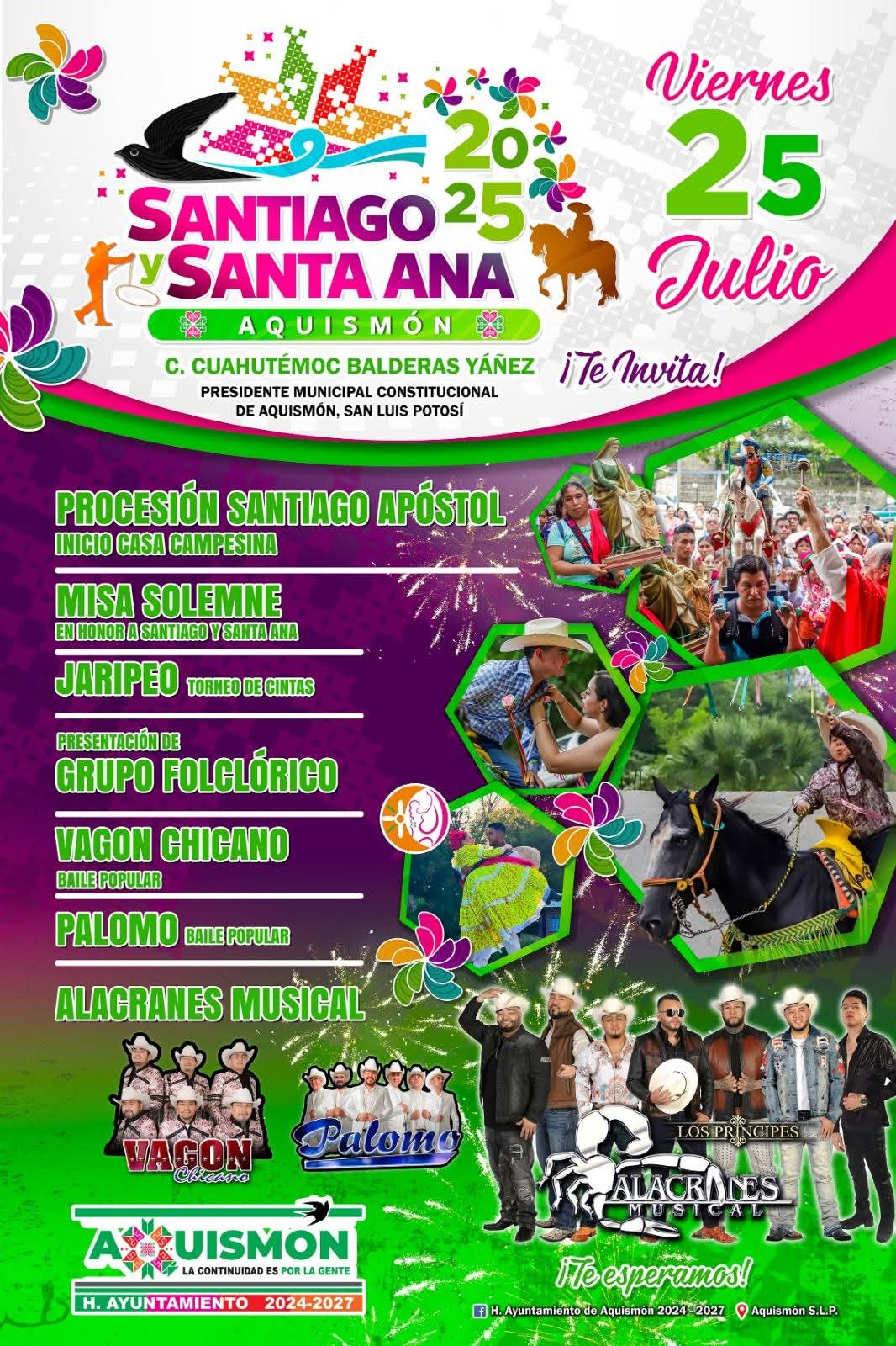 Programa Feria Santiago y Santa Ana Aquismón 2025