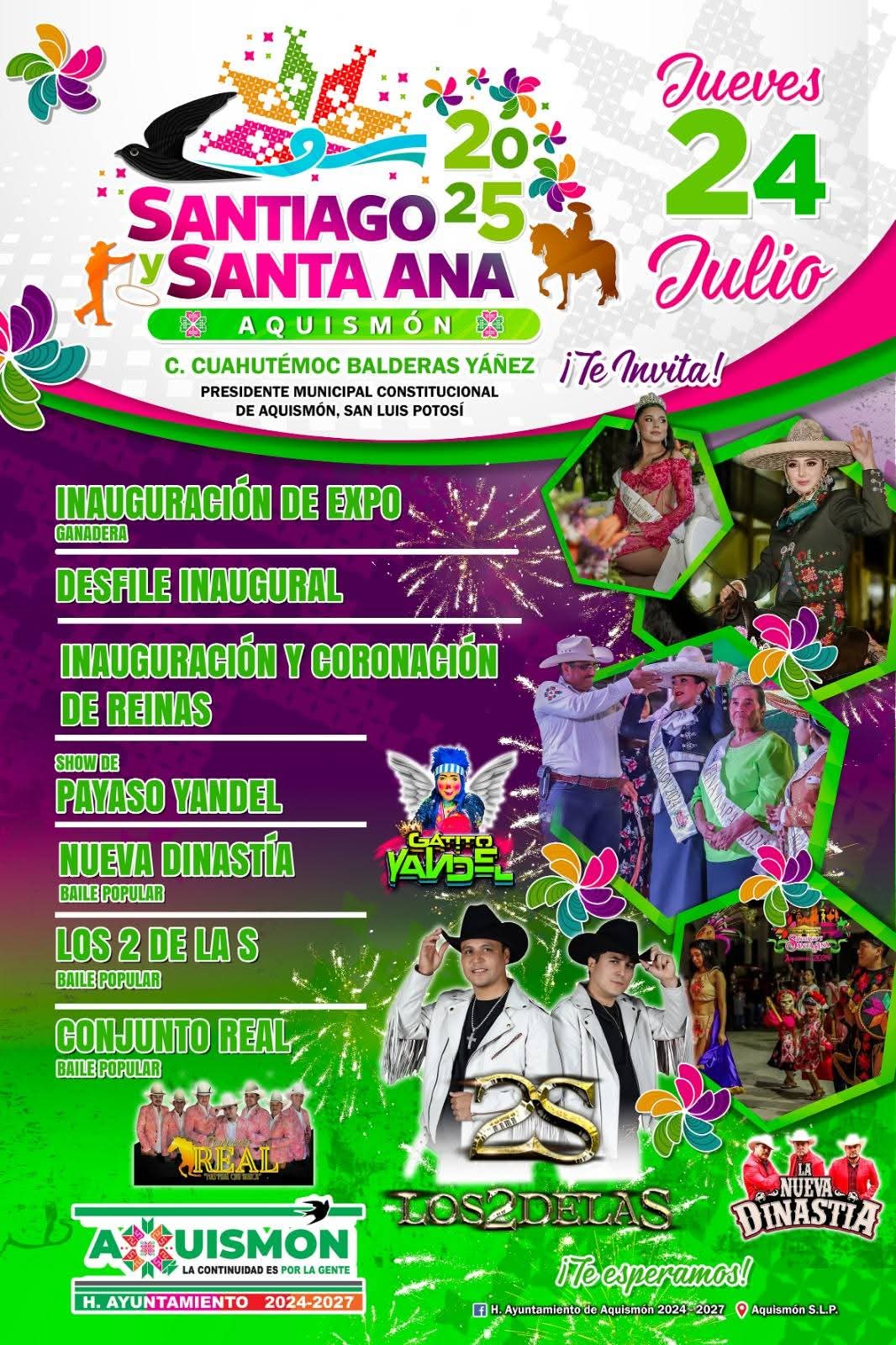 Programa Feria Santiago y Santa Ana Aquismón 2025
