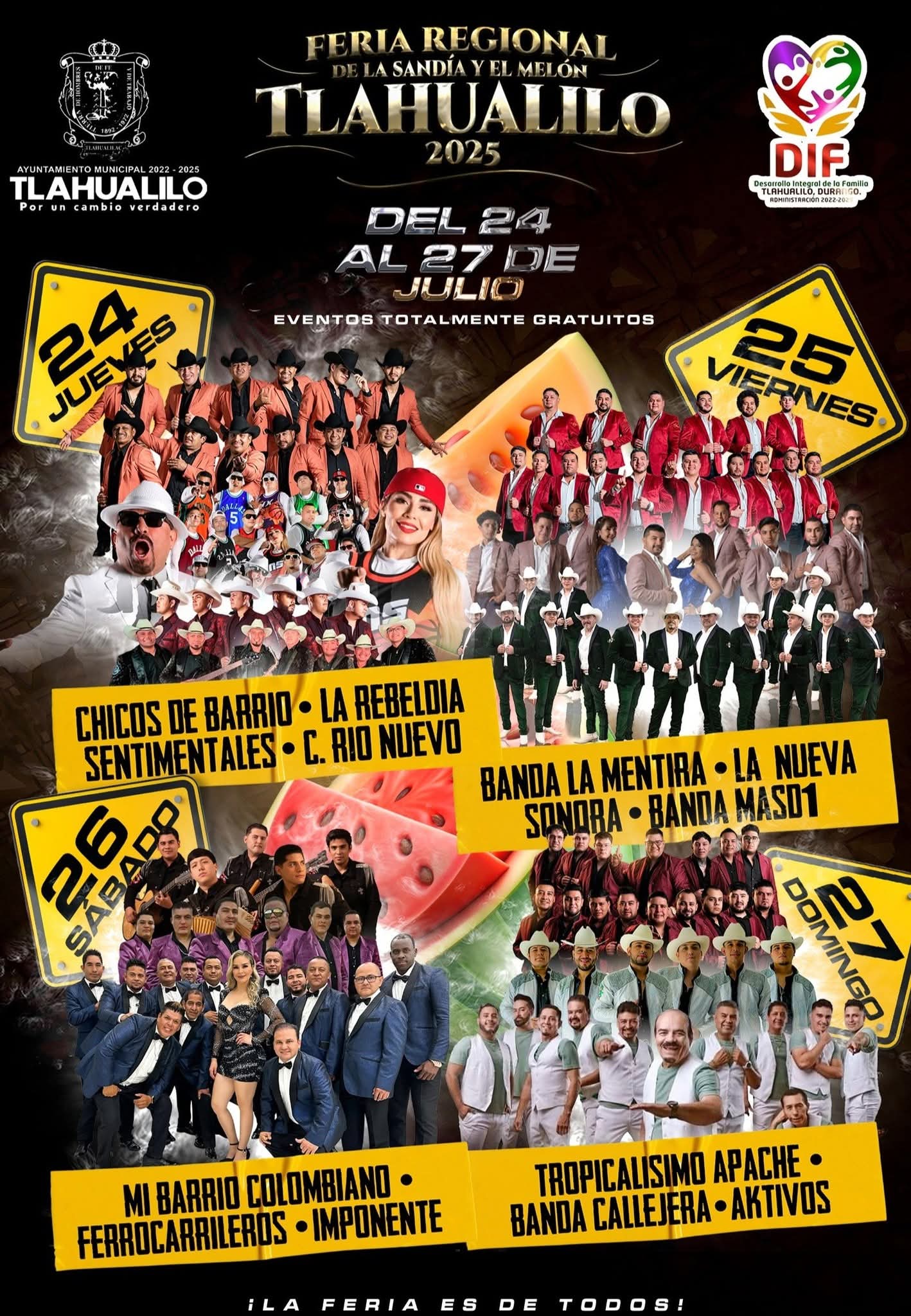 Cartelera artística - Feria de la Sandía y el Melón Tlahualilo 2025