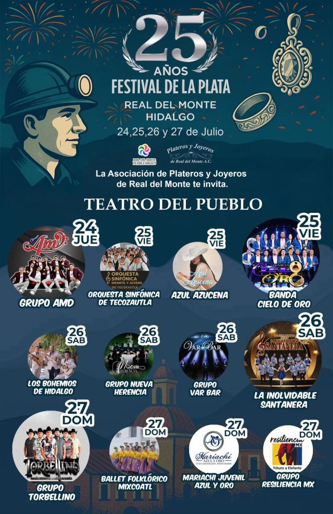 Cartelera Festival de la Plata Real Del Monte 2025