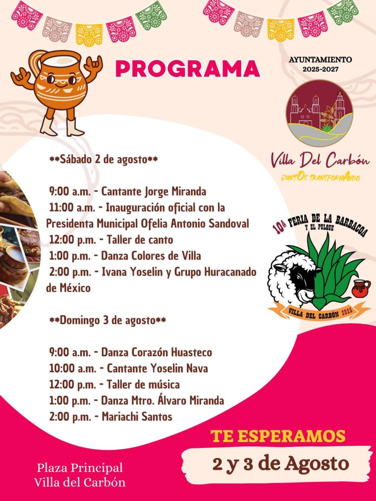 Programa Feria de la Barbacoa y el Pulque Villa del Carbón 2025