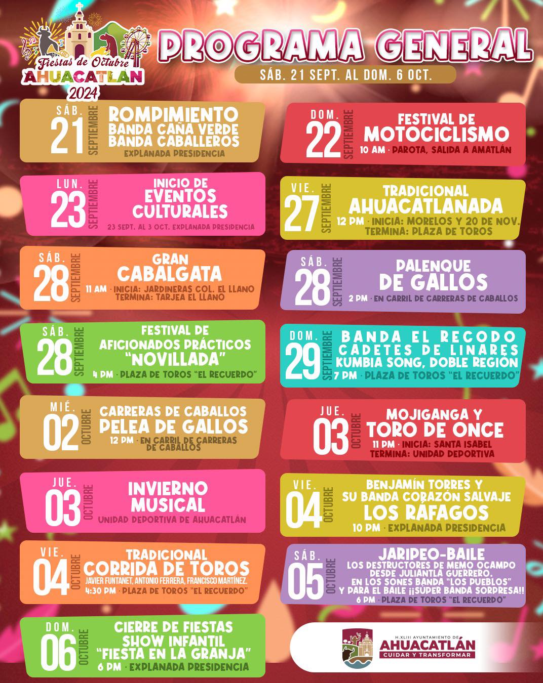 Programa - Fiestas de Octubre Ahuacatlán 2024