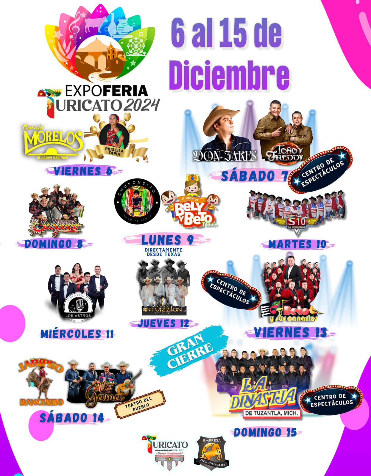 Cartelera artística - Expo Feria Turicato 2024