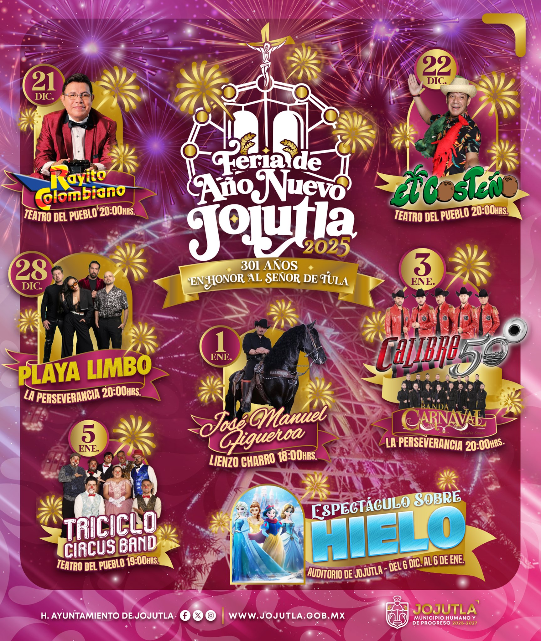 Cartelera Feria de Año Nuevo Jojutla 2025