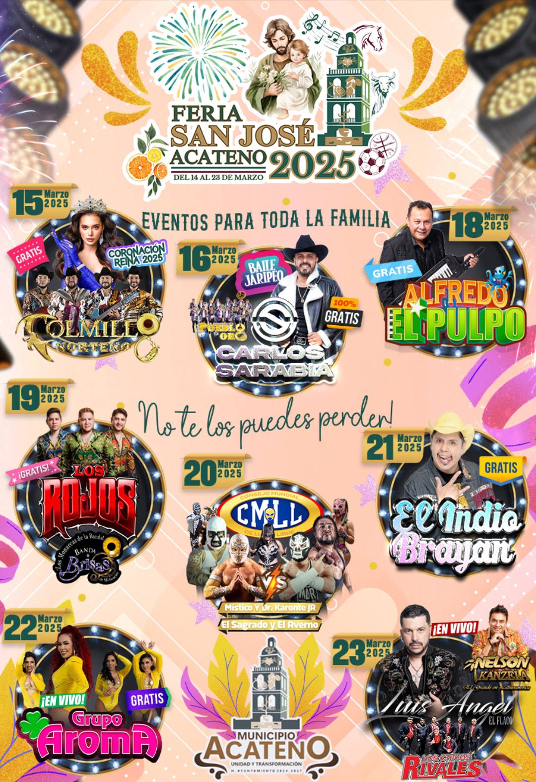 Elenco estelar Feria San José Acateno 2025