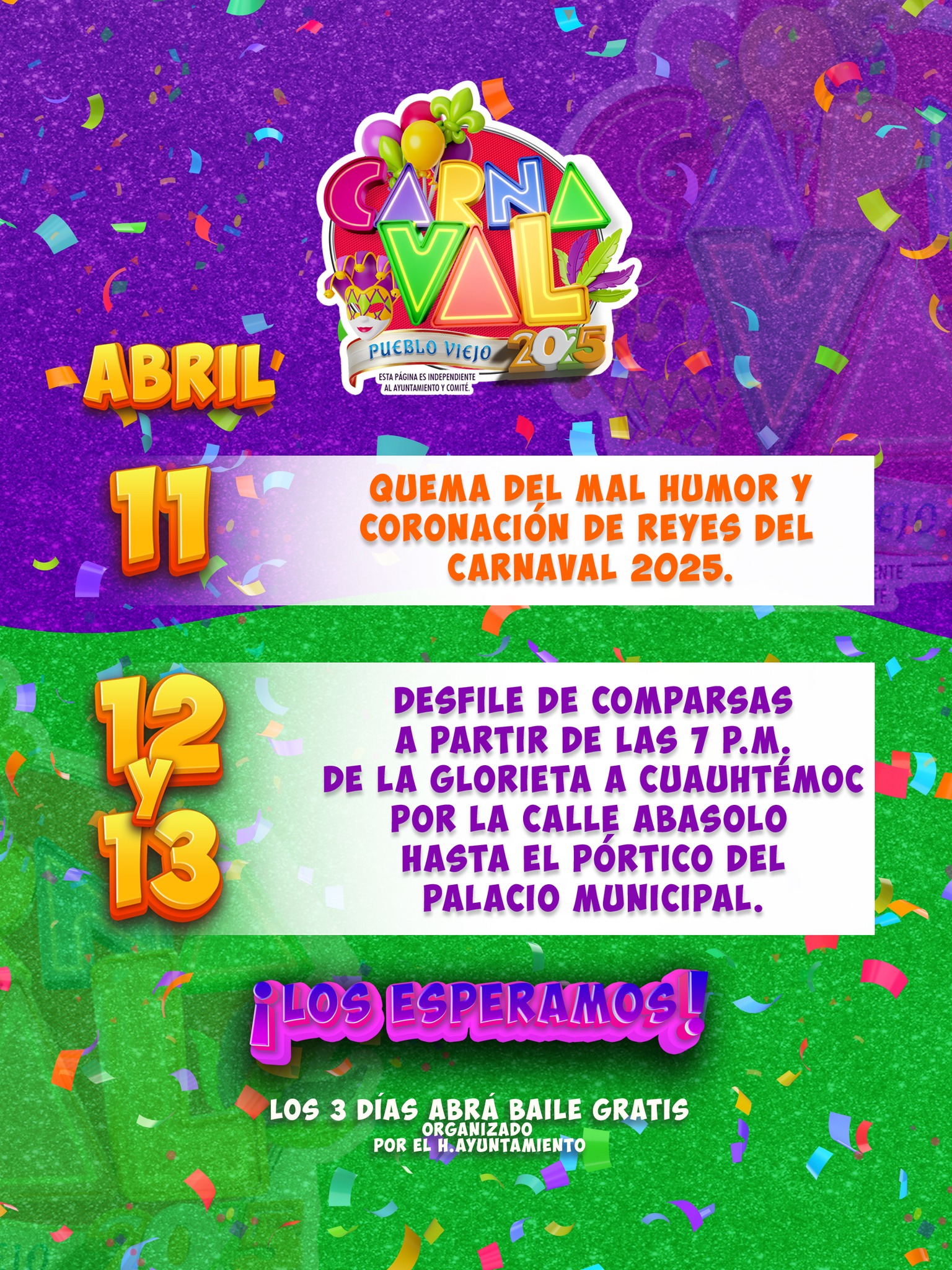 Programa Carnaval Pueblo Viejo 2025