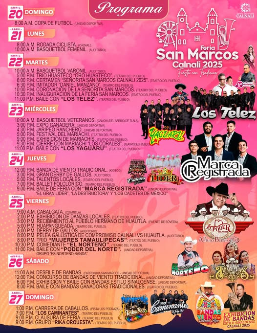Programa completo Feria San Marcos Calnali 2025