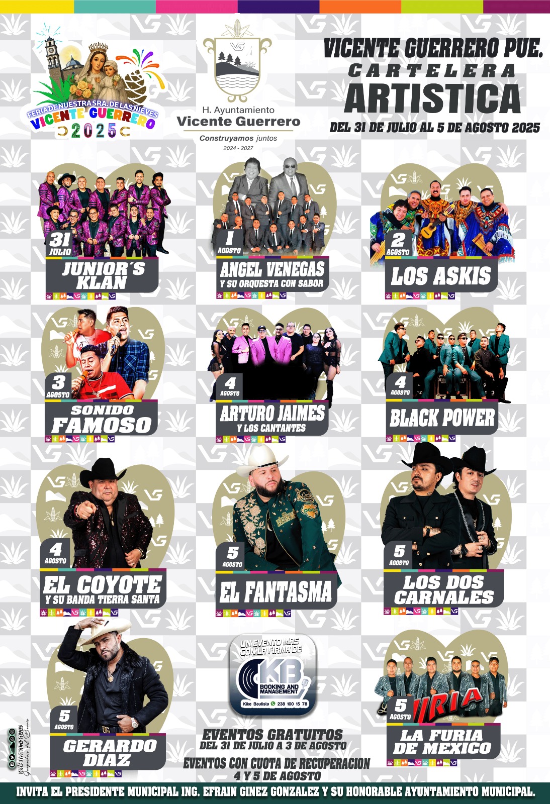 Cartelera artística Feria Vicente Guerrero Puebla 2025