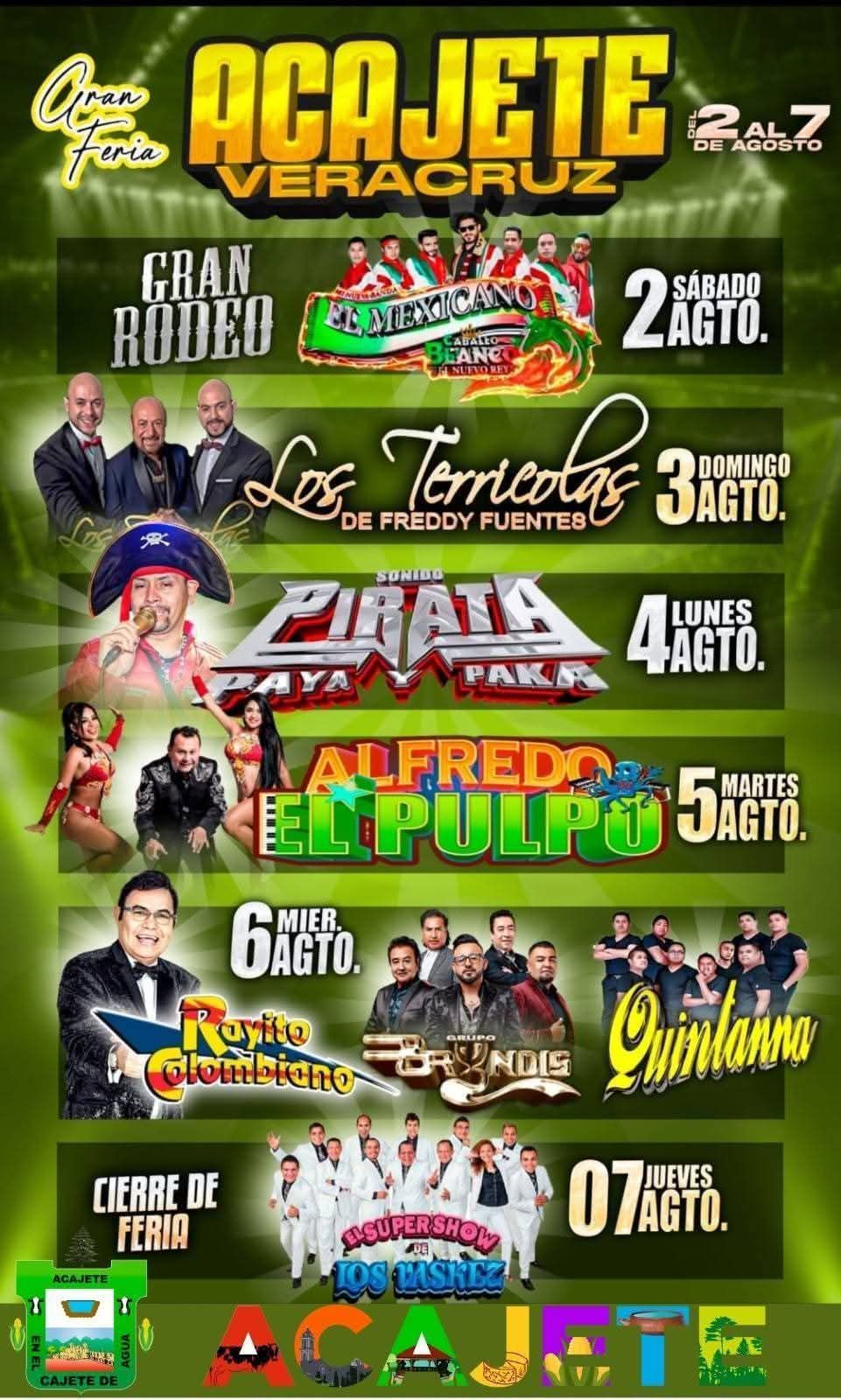 Cartelera artística - Feria Acajete Veracruz 2025