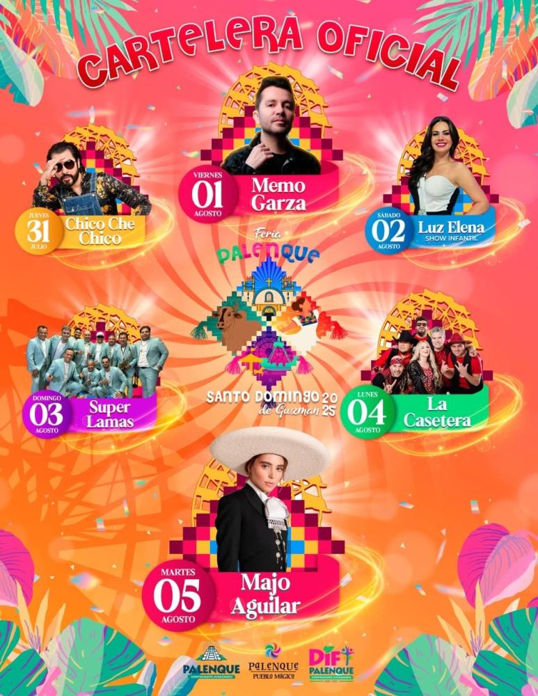 Cartelera artística - Feria Santo Domingo de Guzmán Palenque 2025