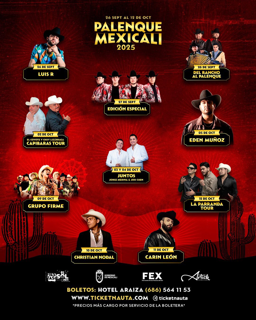 Cartelera Palenque Fiestas del Sol Mexicali 2025