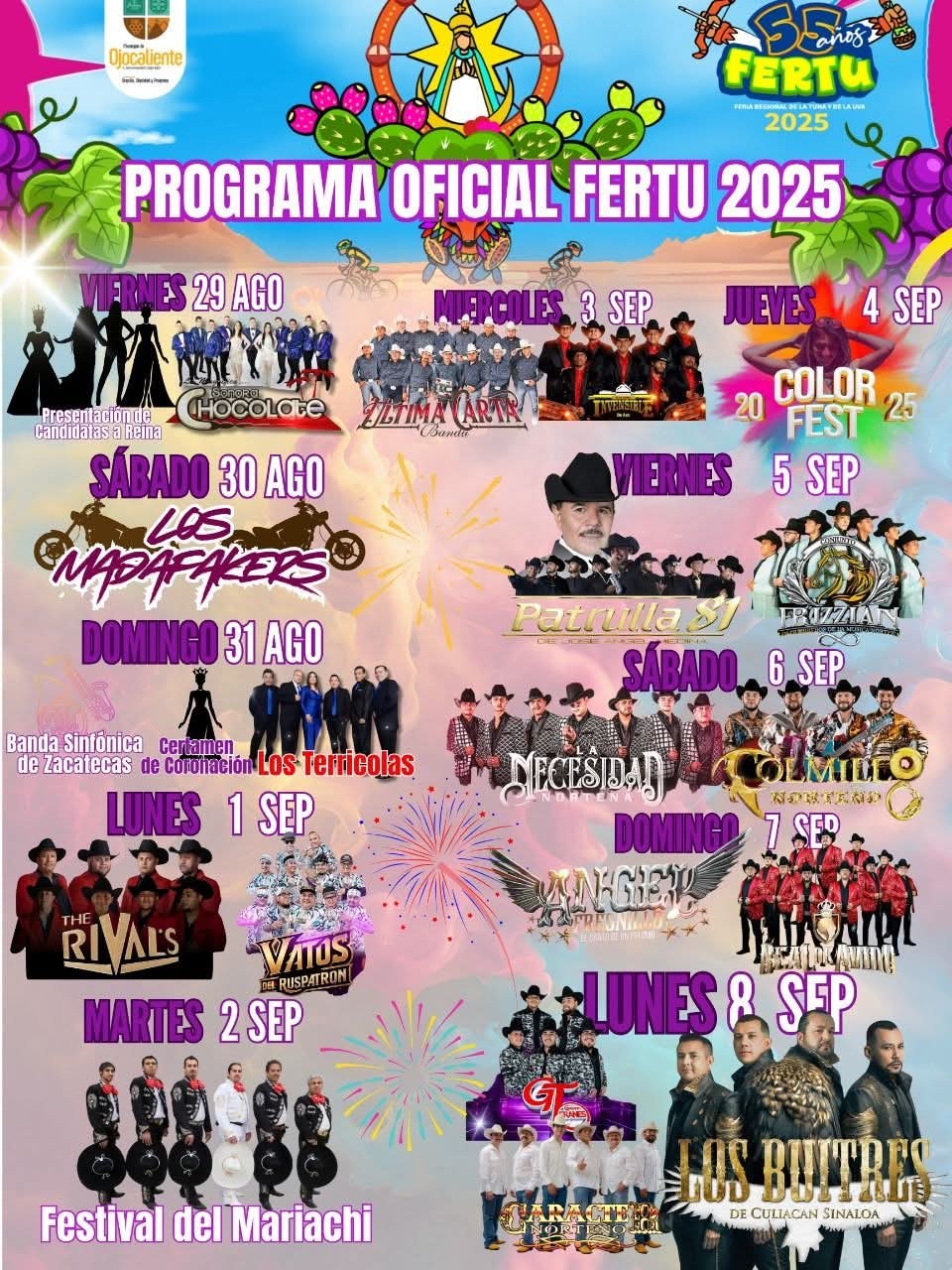 Cartelera - Feria de la Tuna y de la Uva Ojocaliente 2025