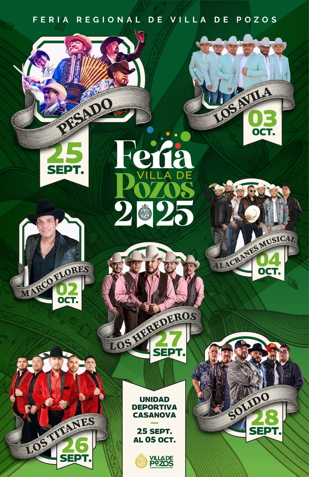 Cartelera artística Feria Villa de Pozos 2025