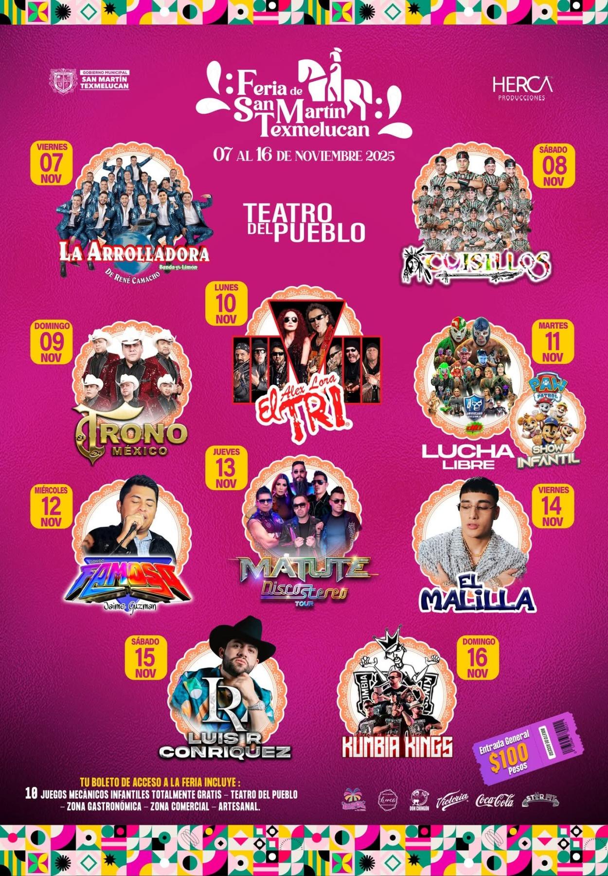 Cartelera artística Feria San Martín Texmelucan 2025