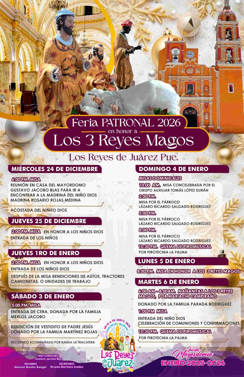 Programa religioso Feria Los Reyes de Juárez 2026