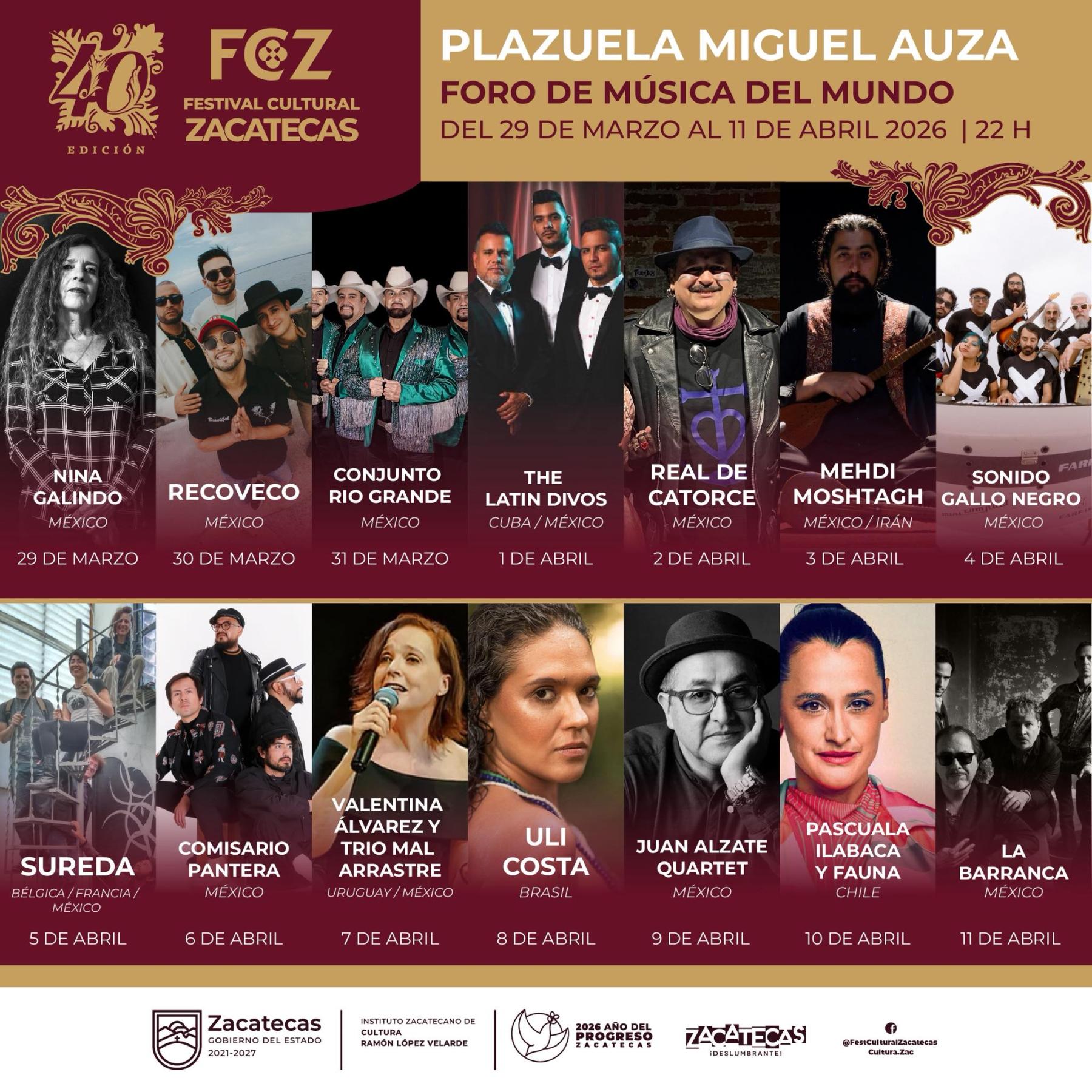 Conciertos estelares Plazuela Miguel Auza
