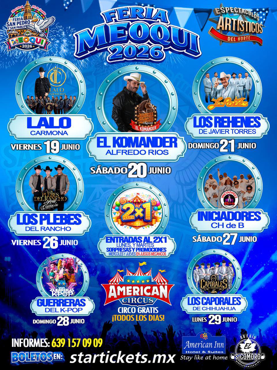Cartelera Artística Feria San Pedro y San Pablo Meoqui 2026
