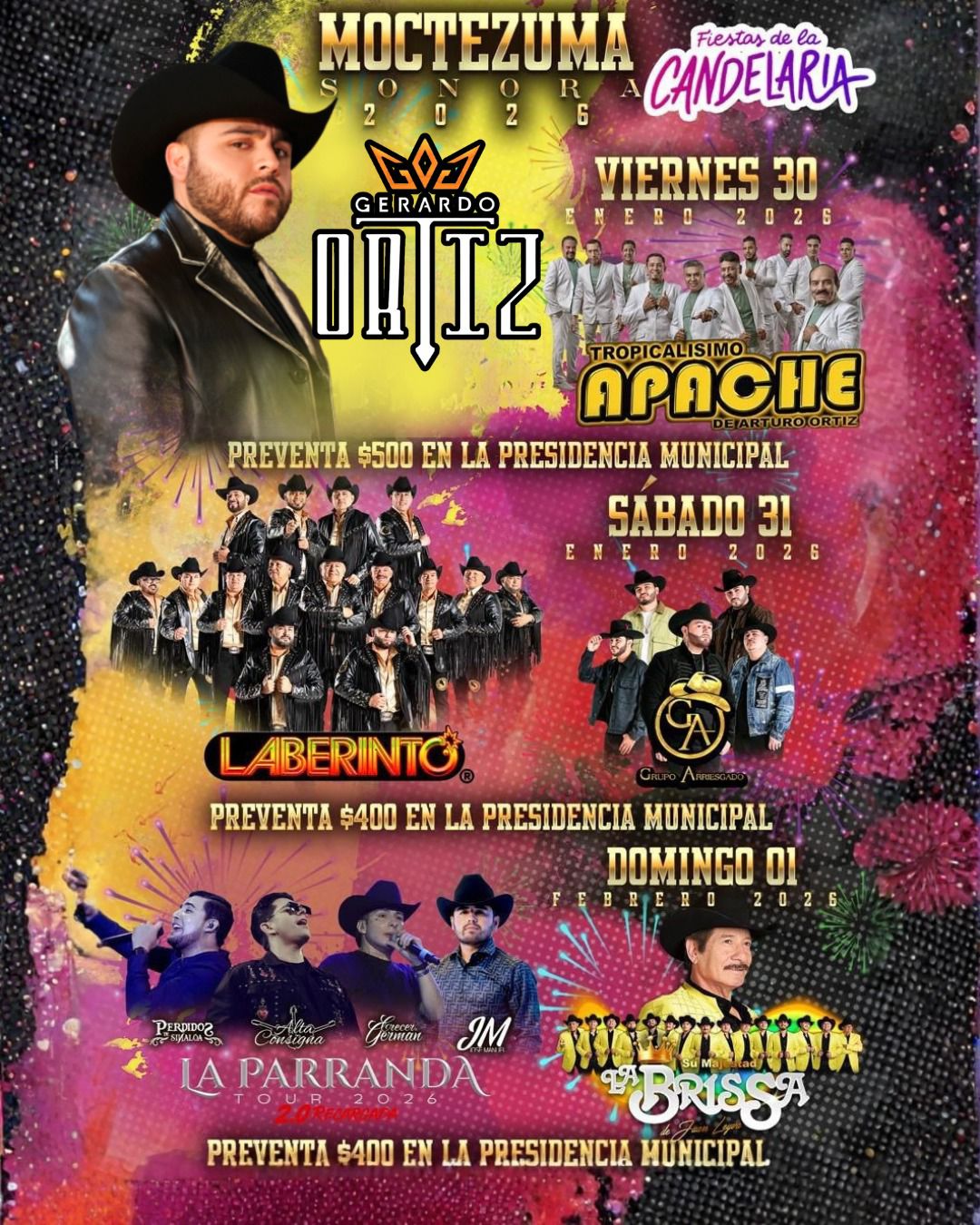 Cartelera Fiestas de la Candelaria Moctezuma 2026