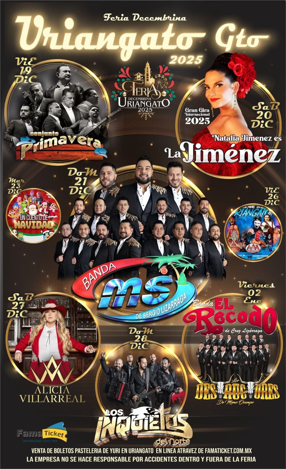 Cartelera estelar de la Feria Decembrina Uriangato 2025 