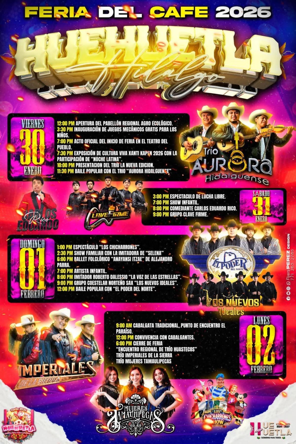 Cartelera Feria de la Candelaria Huehuetla Hidalgo 2026