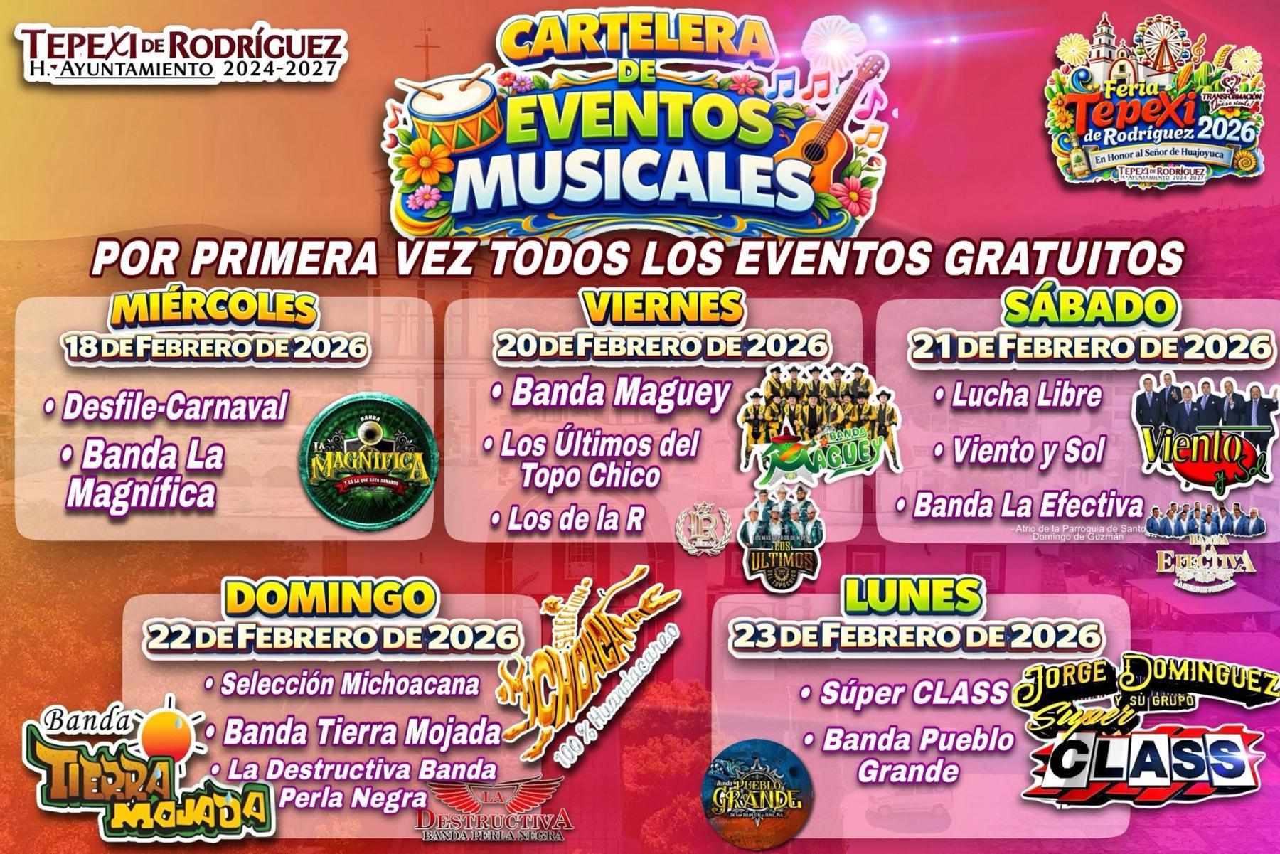 Cartelera Artística - Feria Tepexi de Rodríguez 2026