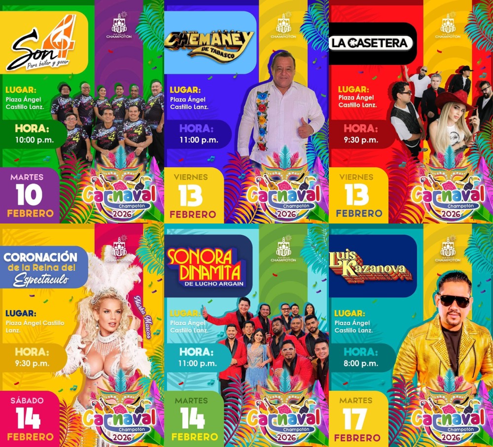 Cartelera estelar para el Carnaval Champotón 2026