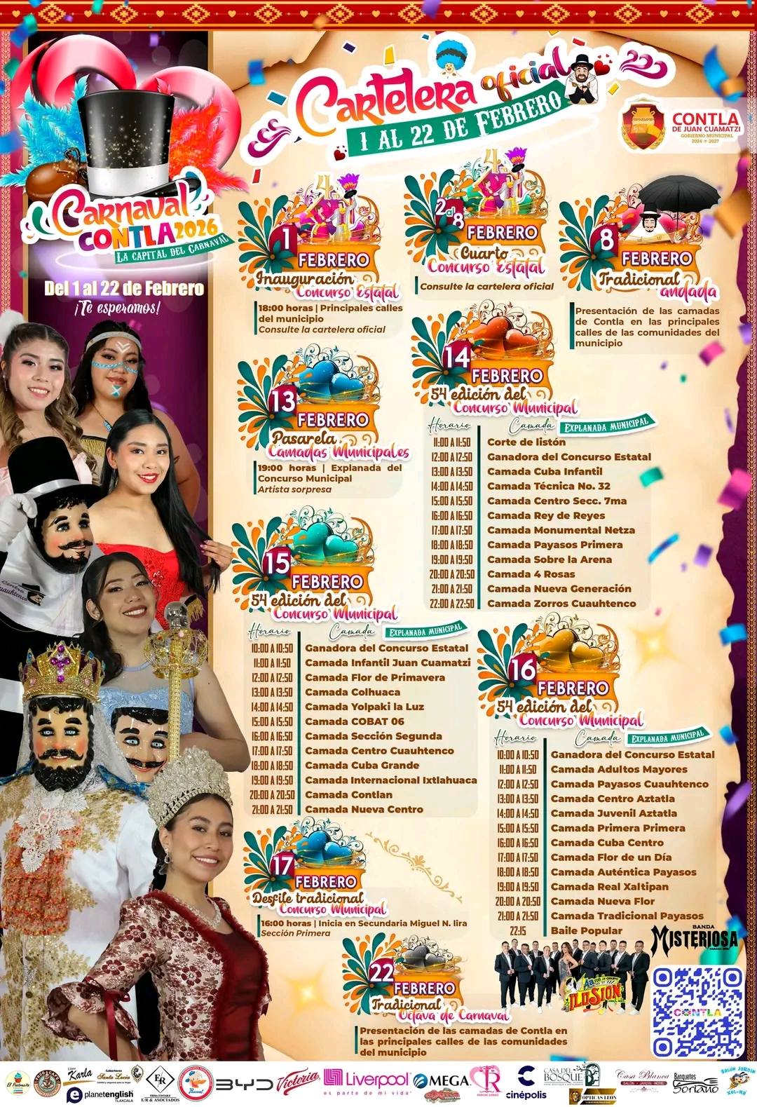 Cartelera Carnaval Contla 2026