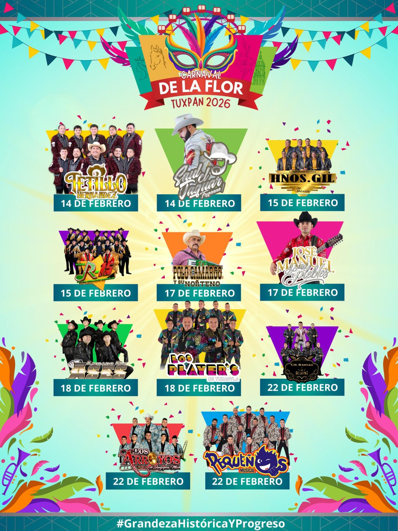 Cartelera Carnaval de la Flor Tuxpan 2026