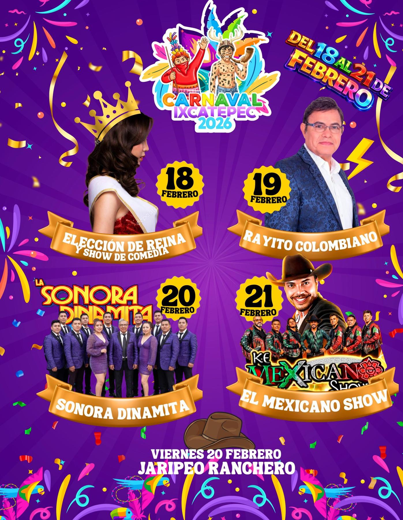 Cartelera Carnaval Ixcatepec 2026