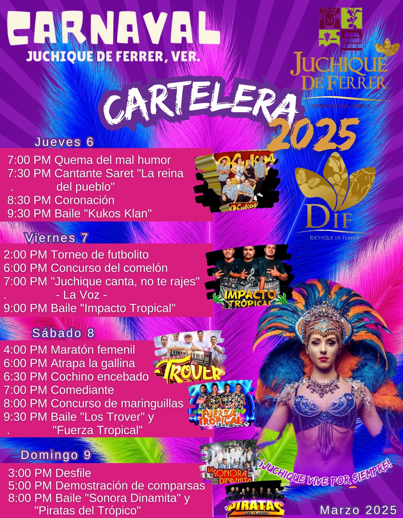 Actividades del Carnaval Juchique Vive 2025