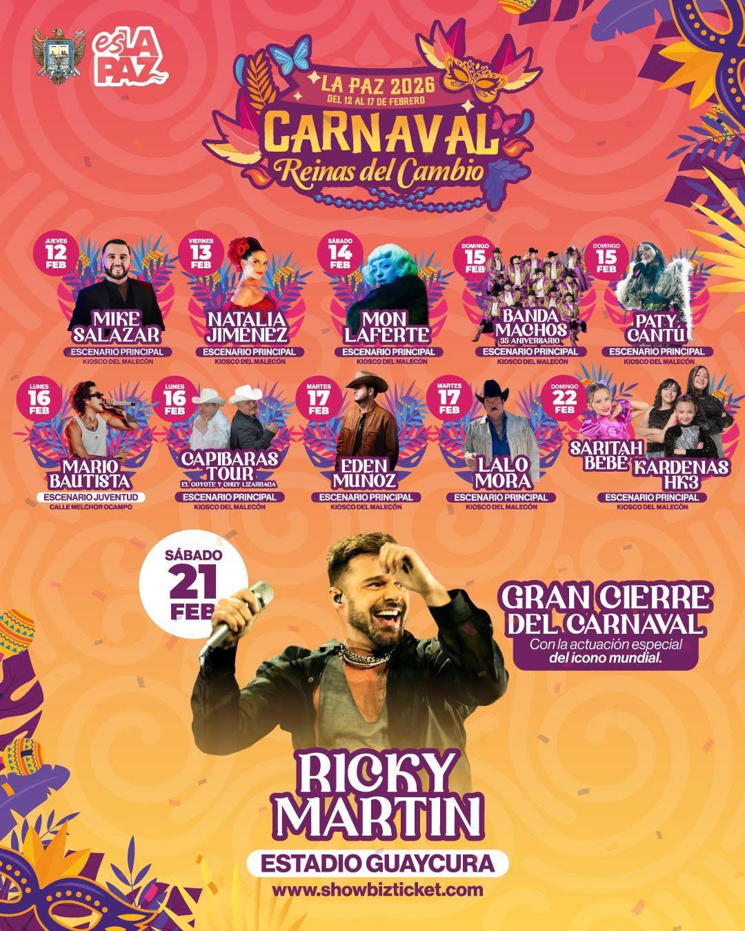 Cartelera Carnaval La Paz 2026