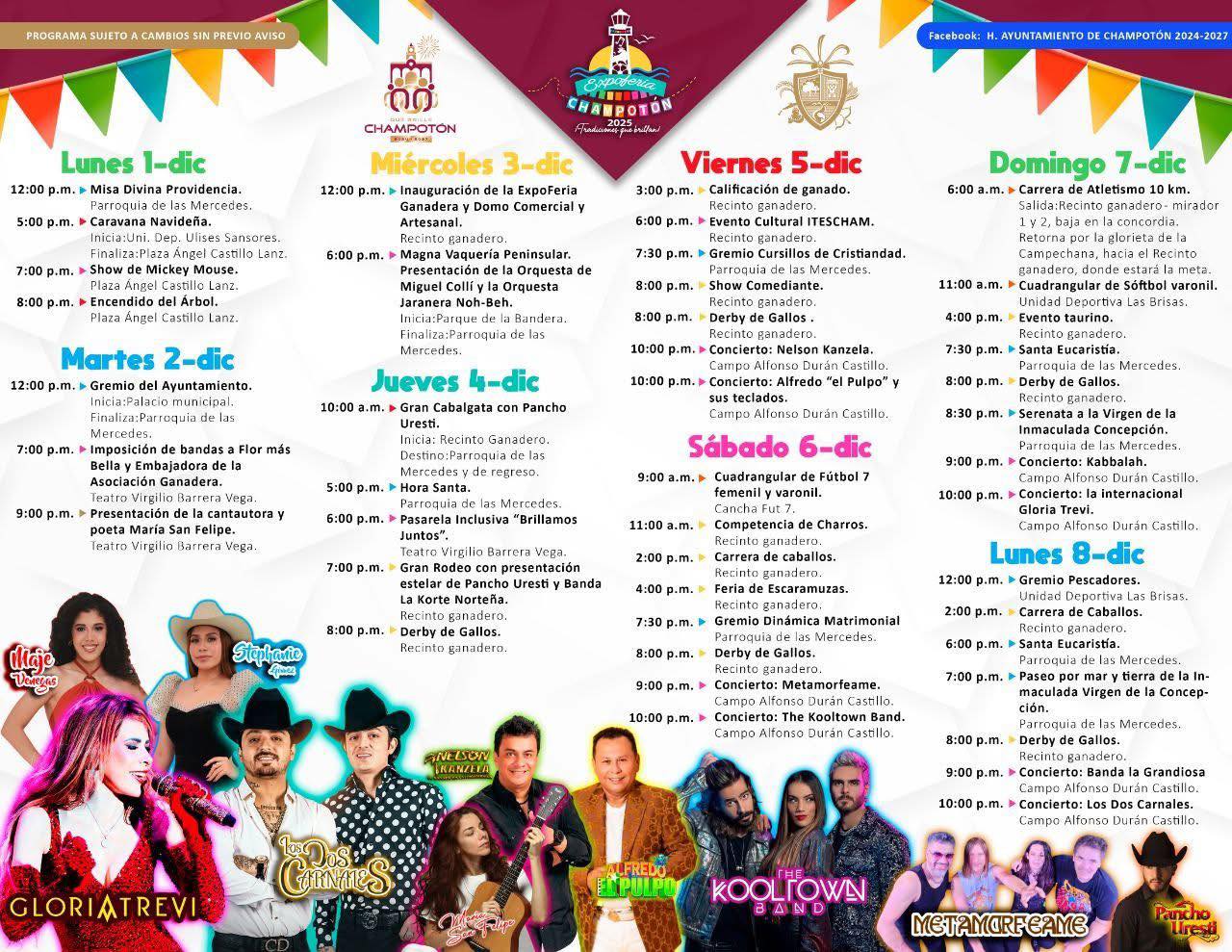 Programa y Cartelera estelar Feria Champotón 2025