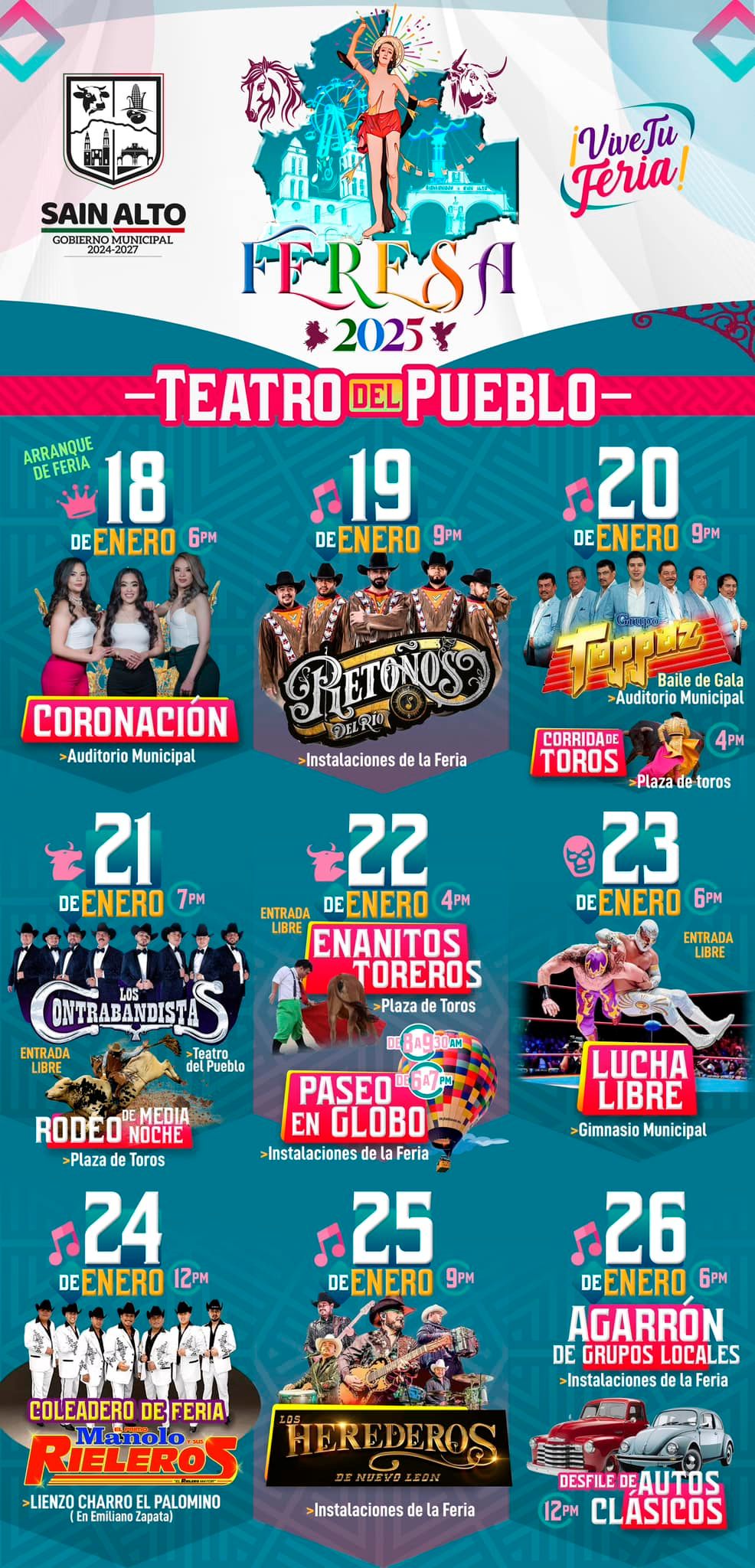 Cartelera artística Feria Regional Sain Alto 2025
