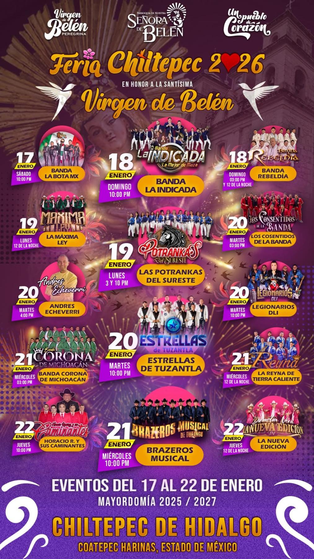 Cartelera Feria Chiltepec 2026