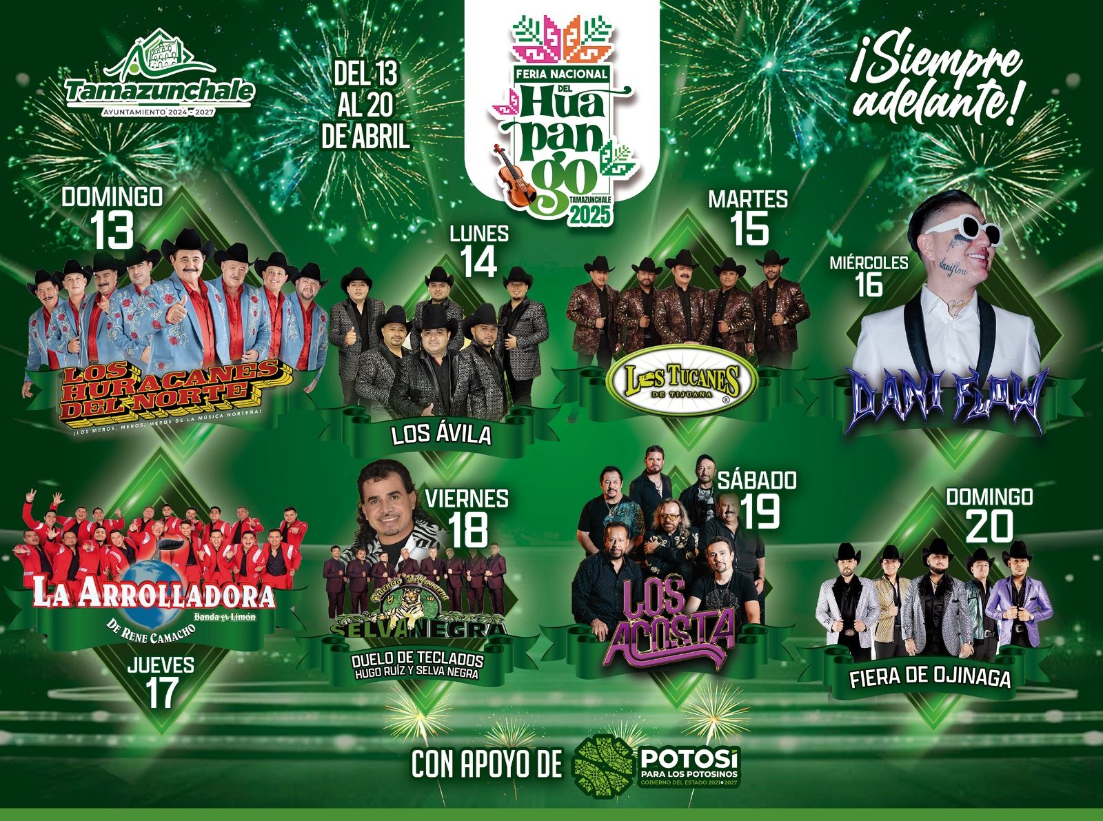 Cartelera artística Feria Nacional del Huapango Tamazunchale 2025