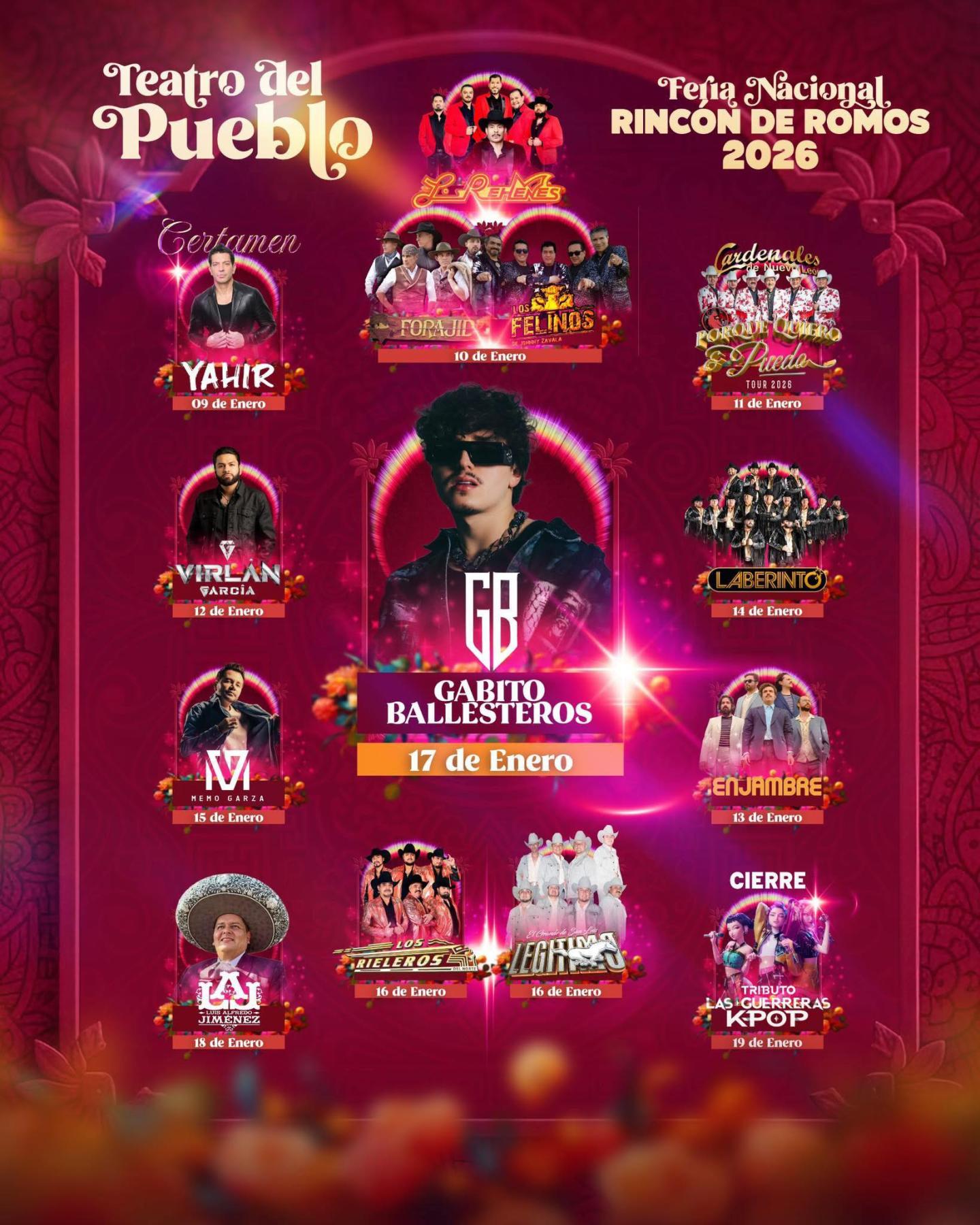 Cartelera Feria Nacional Rincón de Romos 2026