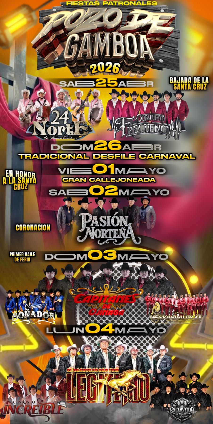 Cartelera Artística Fiestas Patronales Pozo de Gamboa 2026