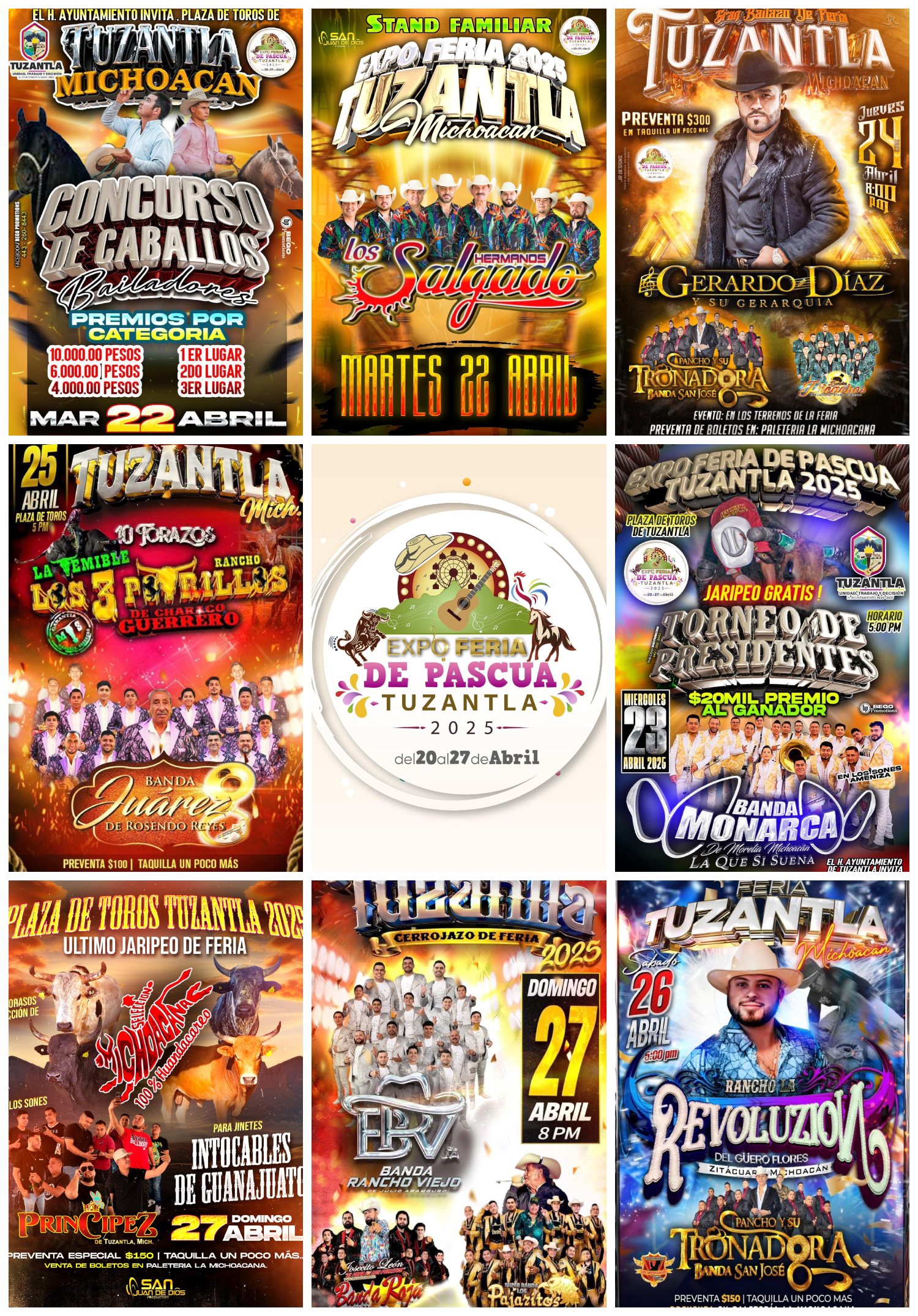 Cartelera Artística en la Expo Feria de Pascua Tuzantla 2025