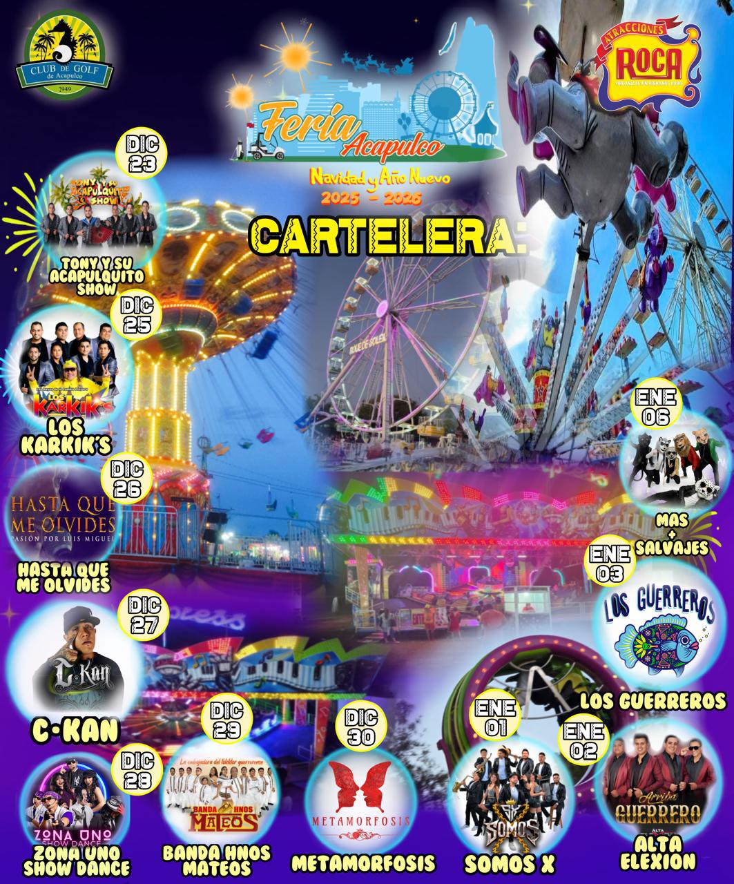 Elenco Feria Acapulco Navidad y Año Nuevo 2025-2026