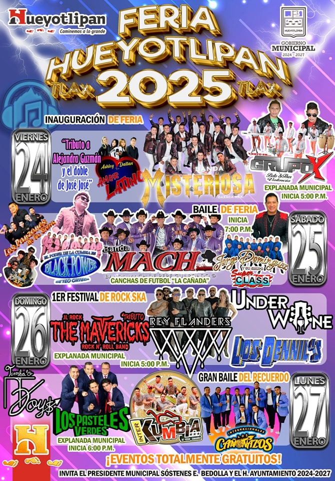Cartelera Feria Hueyotlipan 2025