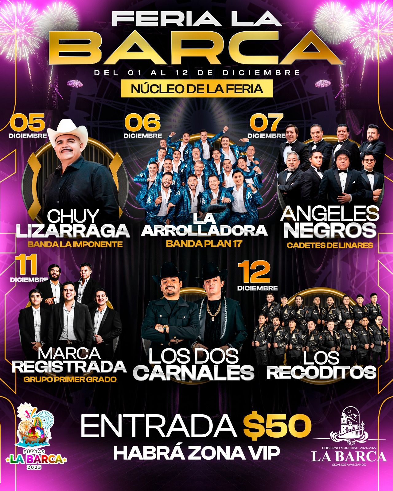 Cartelera artística Fiestas La Barca 2025