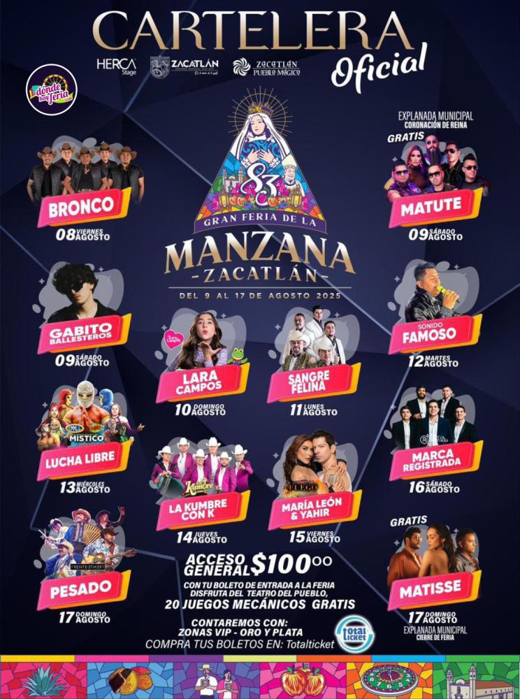 Cartelera - Gran Feria de la Manzana Zacatlán 2025